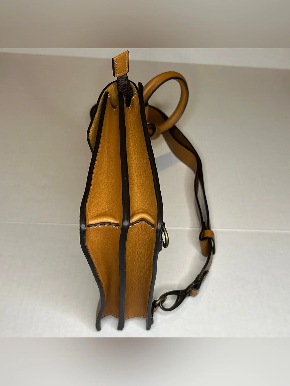 Sundance Tan Leather Crossbody Bag with Ring Handle